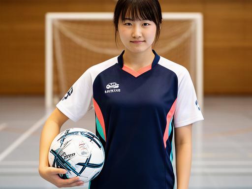 道東出身の女子サッカー選手が屋内コートでボールを持つ姿